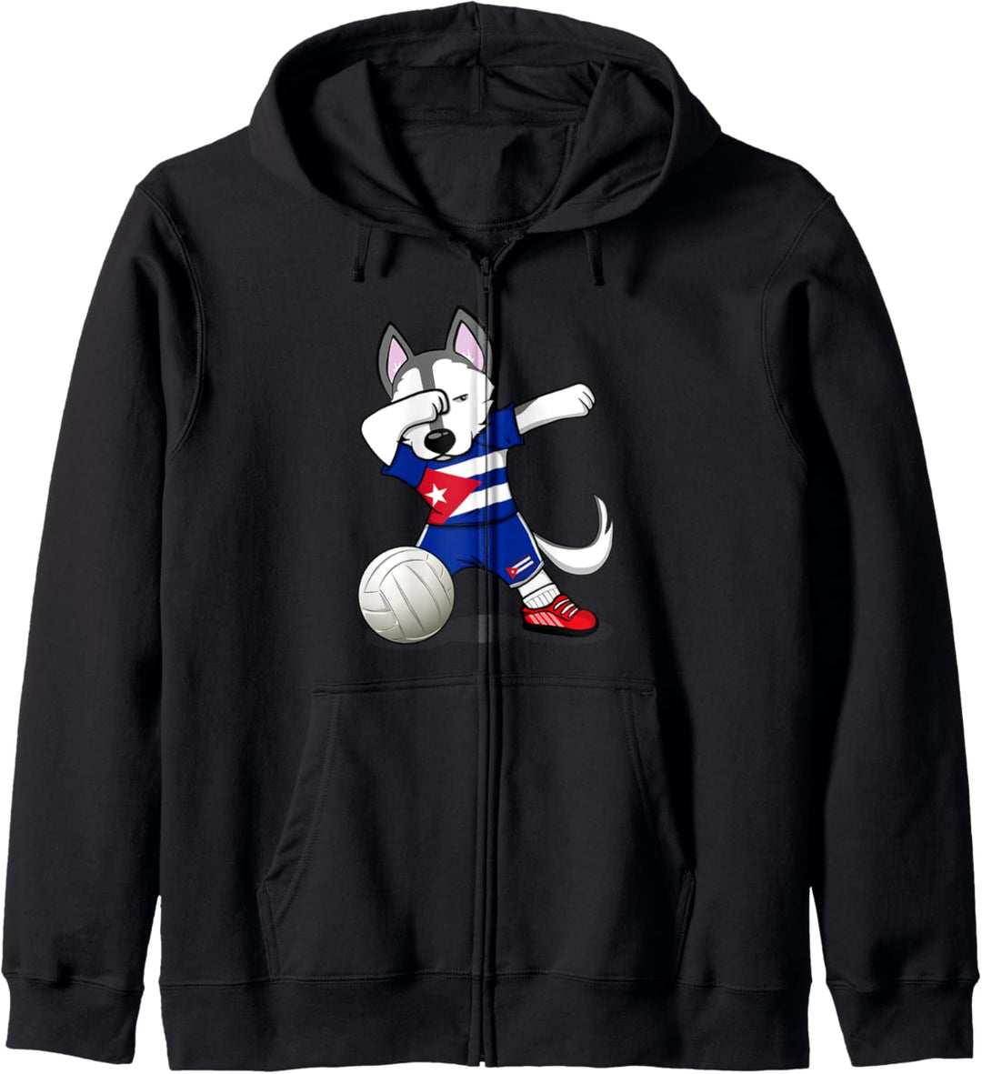 Dabbing Husky Hund Kuba Volleyball - Kubanische Flagge Sport Kapuzenjacke