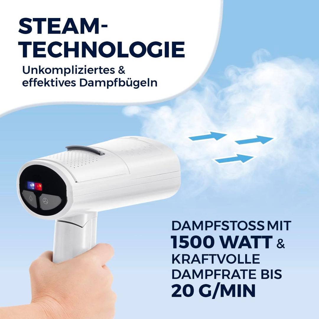 CLEANmaxx AeroTech 4000 Dampfglätter 3in1 | Steamer mit Ansaugfunktion | Reisebügeleisen mit Pro-Glä