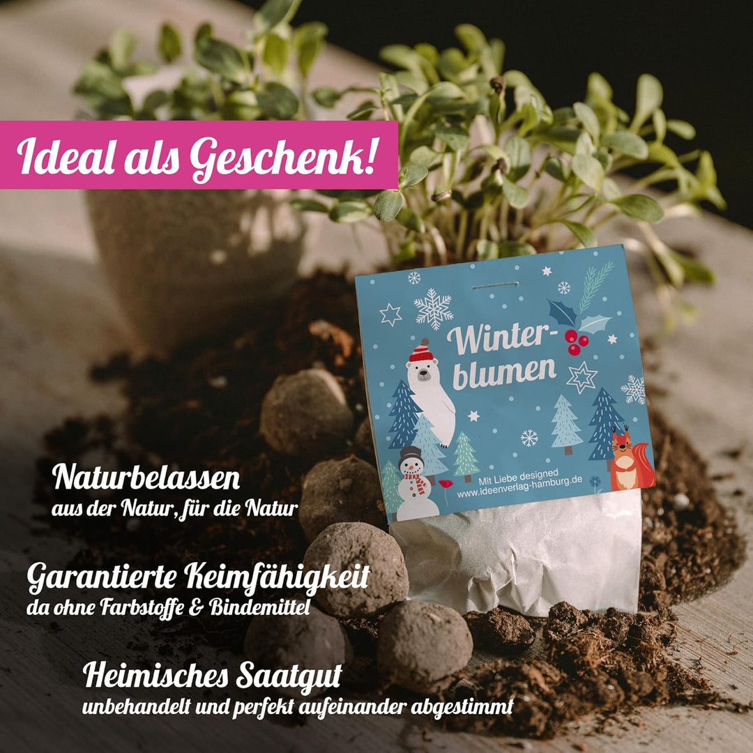 10x "Winterblumen" Winter Samenbomben Kindergeburtstag / treiben aus bei Kälte! / Geschenke Mitgebse