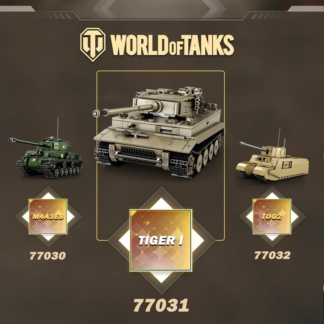 Reobrix Tiger I Tank Bausteine Set für Erwachsene, Modellbausatz Deutscher Militärpanzer aus dem Zwe