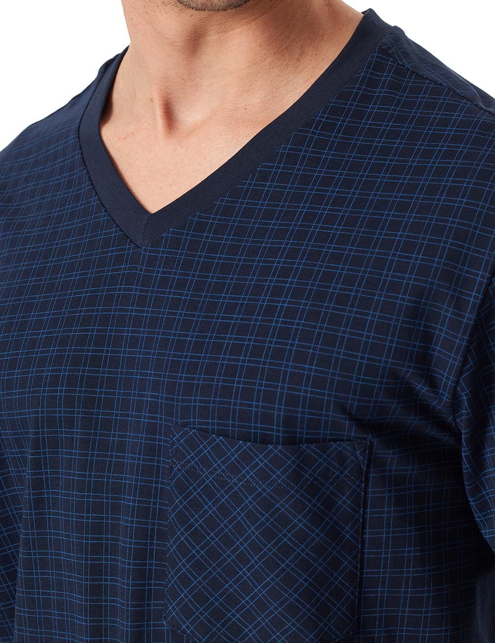 Schiesser Herren Schlafanzug Kurz V-Ausschnitt - Nightwear Set Pyjamaset (1er Pack) 48 Nachtblau_182