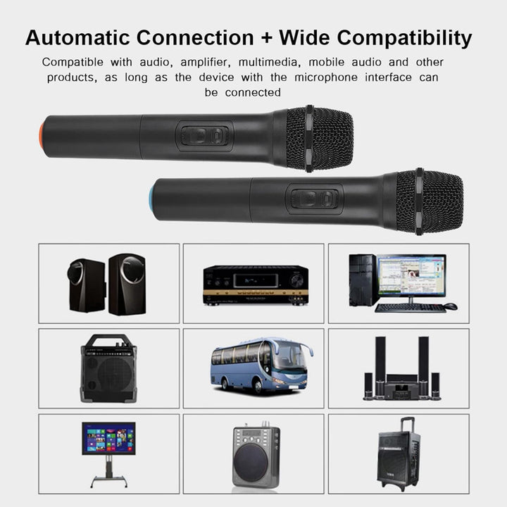 Tangxi WHF-WLAN-Mikrofonsystem, Dual-VHF-Band Karaoke-Handheld-Mikrofon, professionelles Handheld-Mi