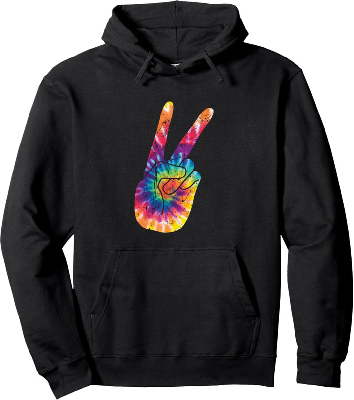 Peace Sign Tie Dye 60er 70er V Handzeichen Retro Peace Pullover Hoodie