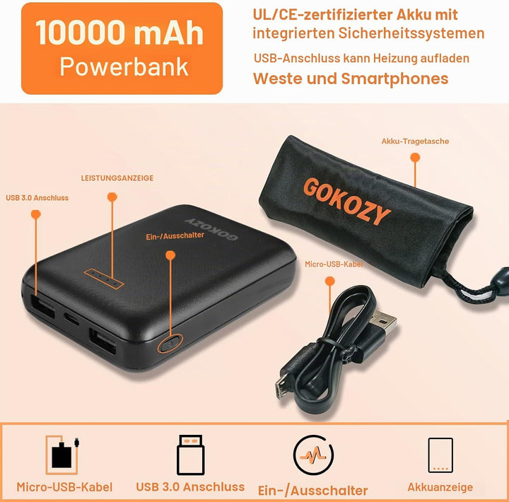 Gokozy Beheizbare Weste Damen - Heizweste Damen mit Powerbank Leichter und Wwarmer Mantel | Beheizba