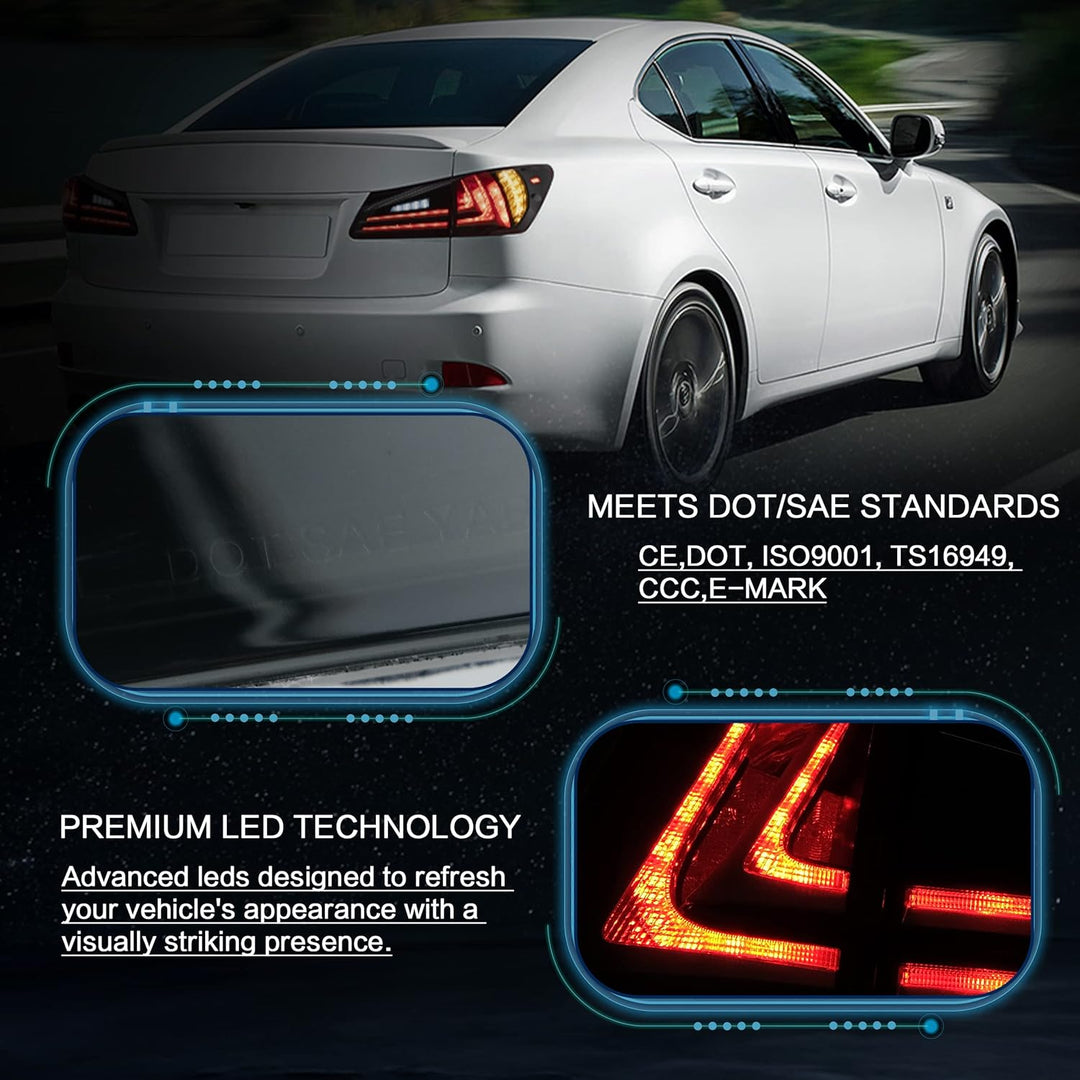 VLAND Rücklichter Kompatibel für Lexus IS250 IS350 2006-2012 Rücklichter mit Blinker. Geraucht Geräu