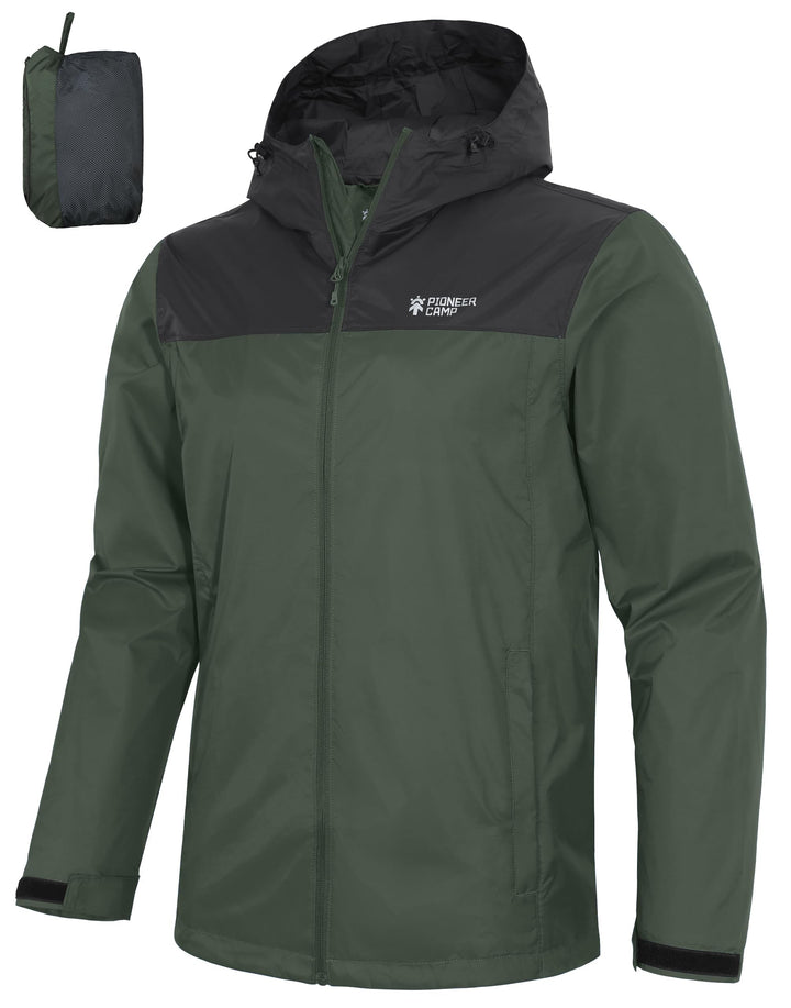 Pioneer Camp Herren Regenjacke Wasserdicht Atmungsaktiv Leichte Winddicht Windbreaker Packbare Outdo