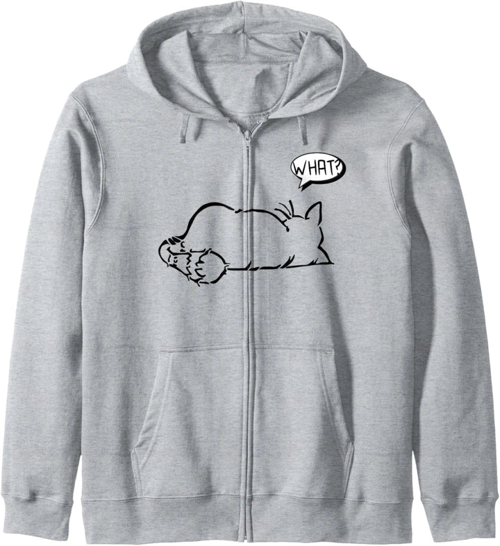 faule Katze Statement Spruch - What? - Katzen Kapuzenjacke