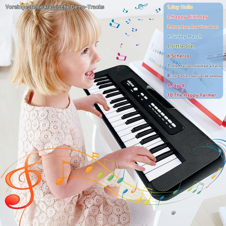 Klavier Keyboard Kinder,37 Tasten Klavier für Kinder Musikalisches Klavier mit Mikrofon Tragbares Le