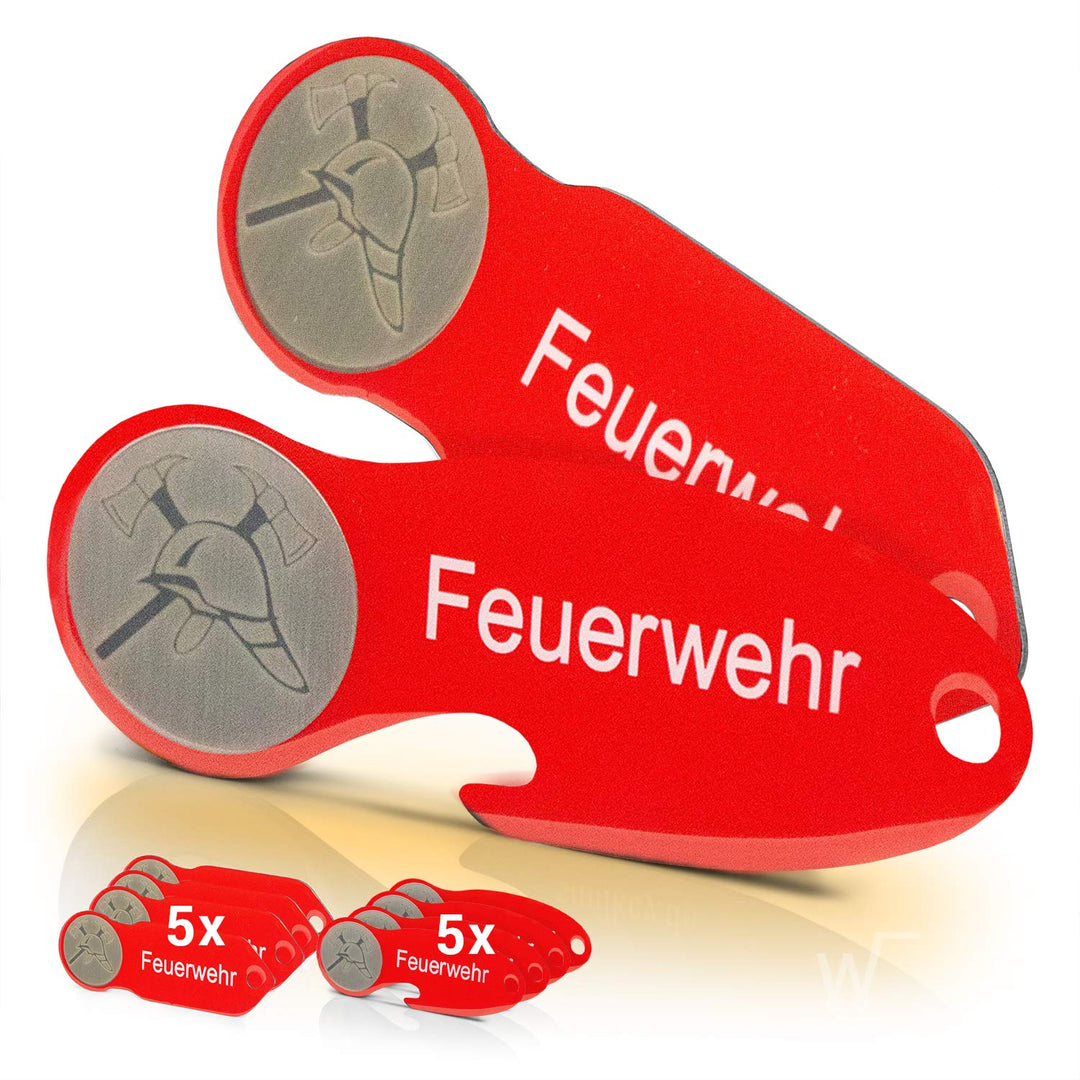 Einkaufswagenlöser Code24 Feuerwehr F1&2 / Schlüsselanhänger Einkaufschip mit Schlüsselfundservice/A