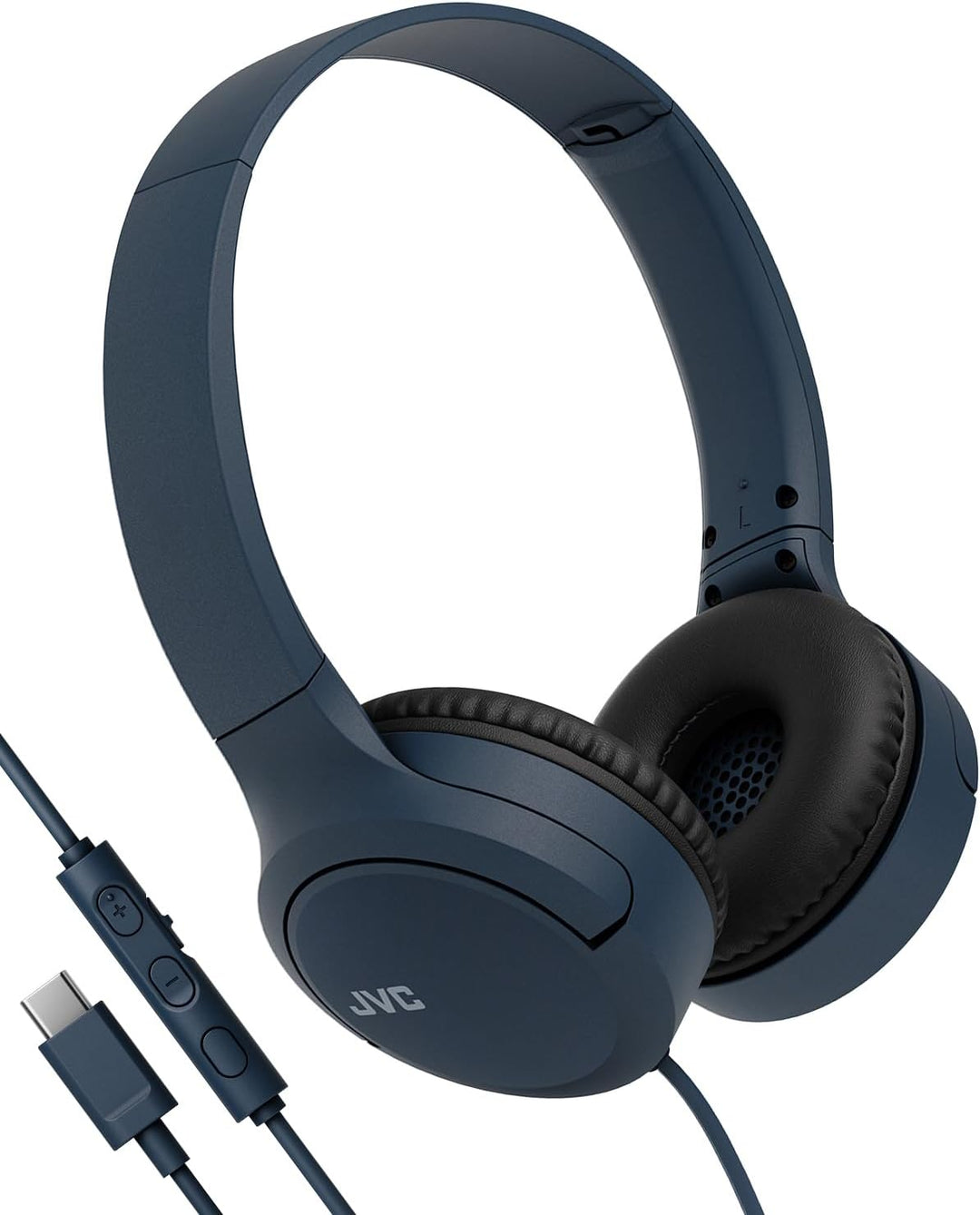 JVC HA-S33UC-A USB-C On-Ear-Kopfhörer, weiche Ohrpolster, faltbar, mit Mikrofon & 3-Tasten-Fernbedie