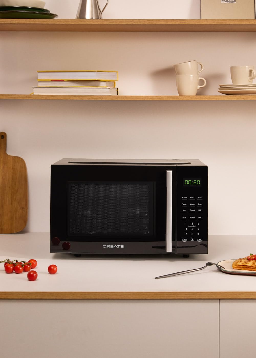 CREATE/MICROWAVE STUDIO/Mikrowelle mit Grillfunktion und Backofen Schwarz/Fassungsvermögen 23l, Dreh