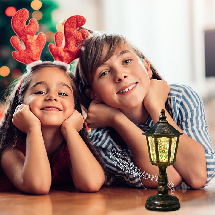 Weihnachtslaterne, Weihnachtsdeko Laterne,LED Weihnachts Schneekugel Laterne mit Musik und Licht,Wei