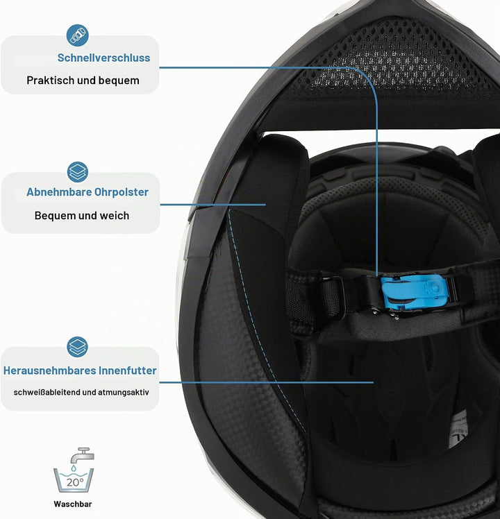 Westt Motorradhelm Herren Damen Integralhelm Klapphelm Flip-up Motorrad Jethelm Chopper Mofa Moped R