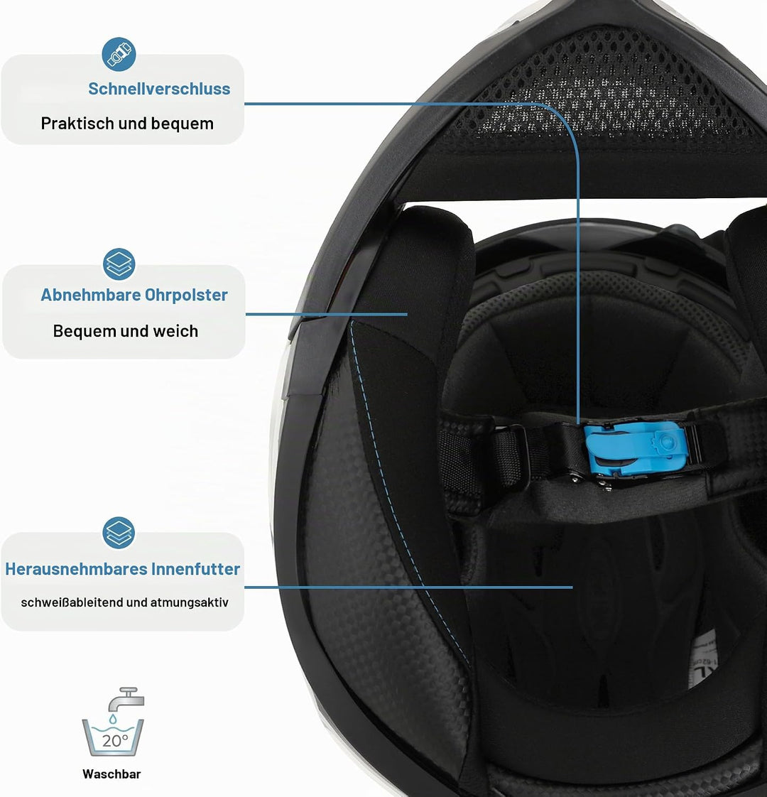Westt Motorradhelm Herren Damen Integralhelm Klapphelm Flip-up Motorrad Jethelm Chopper Mofa Moped R