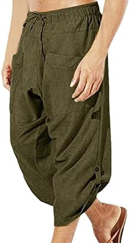 COSDREAMER Herren Mittelalter Hose Wikinger Pirat Kostüm Hose (L, Olivgrün 3/4) L Olive 3/4, L Olive