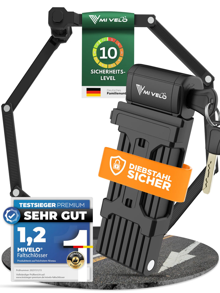 MIVELO Fahrradschloss Faltschloss hohe Sicherheit 120cm lang I Fahrrad Schloss mit Schlüssel inkl. H