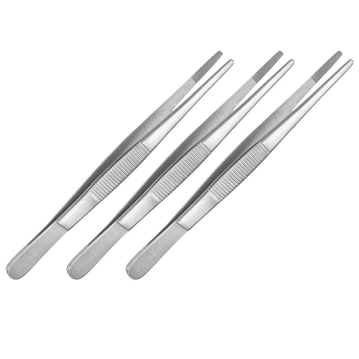 May - Set - 3 x Universal-Pinzette 15cm - Haushaltspinzette - gerade - runde Spitze - innen gerieft