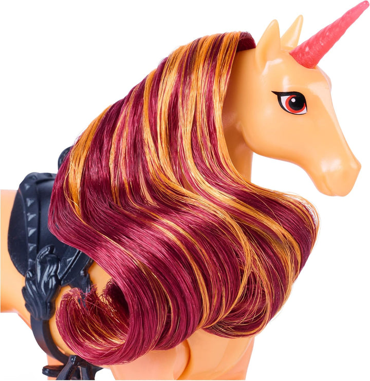 Unicorn Academy Lagerfeuer-Set mit Valentina &amp; Cinder,ab 4 Jahren | Bewegliches Einhorn | Sattel &amp; Z