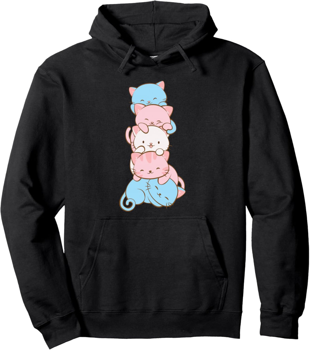 Trans Stolz Flagge Kawaii Katze Niedlich Transgender Pullover Hoodie