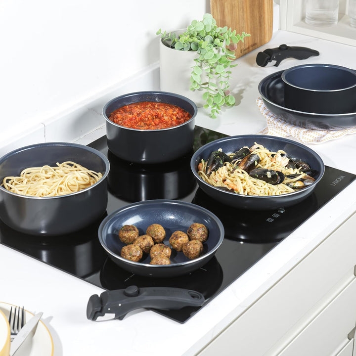 Russell Hobbs RH03321EU7 Smart Clip Topf- und Pfannenset – 8-teilig, Keramikbeschichtung, abnehmbare