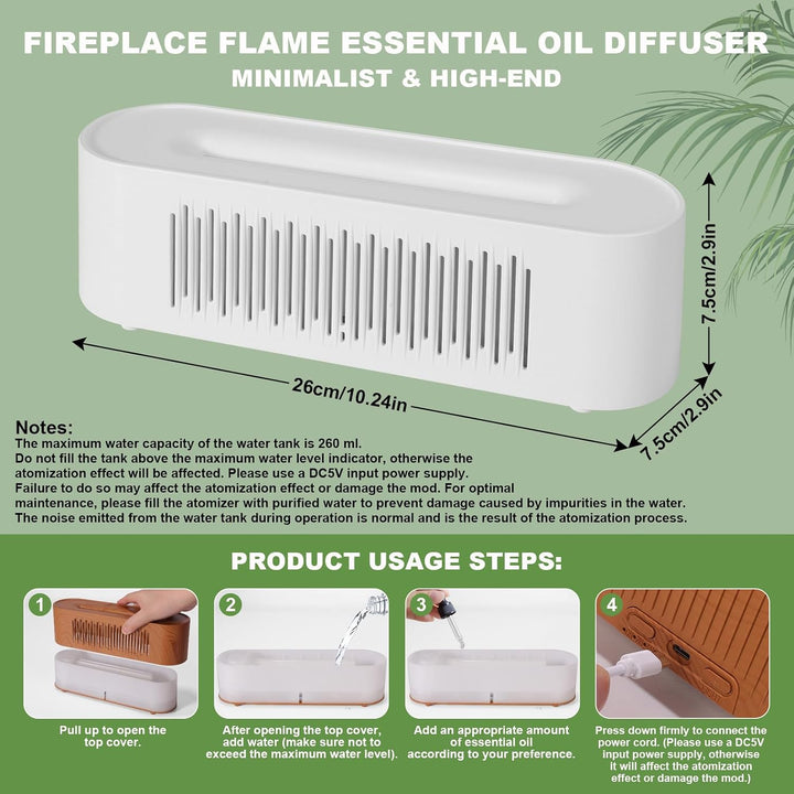 Vulkan Luftbefeuchter Flammen Aroma Diffusor: 260ml Ätherisches Öl Diffuser 7 Farbwechsel-Flammeneff