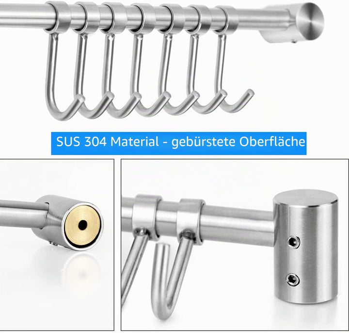Küchenutensilien-Rack, 2 Stück, 39.6 cm Töpfe und Pfannen, Hängeregal zur Wandmontage, 304 Edelstahl