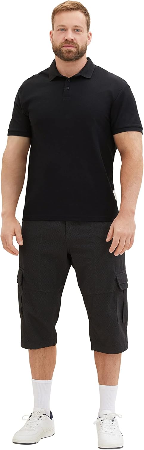 TOM TAILOR Herren Plussize Cargo Max Overknee Bermuda Shorts 42W 31309 - Black Grey Pattern, 42W 313