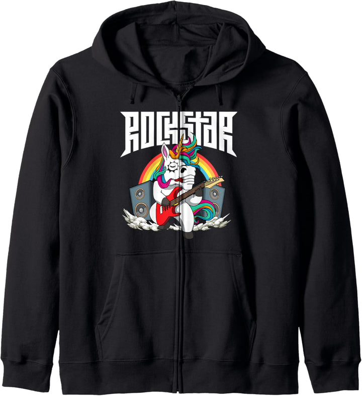 Rockstar Einhorn Gitarrist Heavy Metal Einhorn Kapuzenjacke