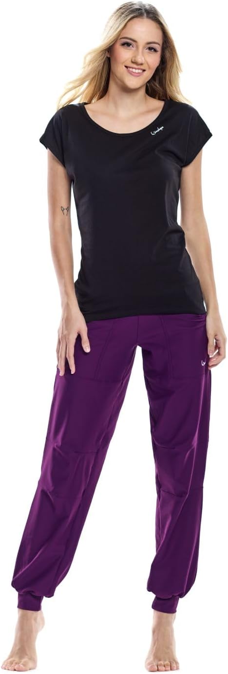 Winshape Damen Ultra leichtes Modal-Kurzarmshirt mit abgerundetem Saum MCT013 M Schwarz, M Schwarz