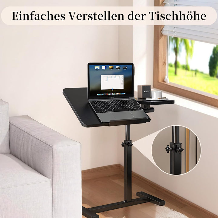Beistelltisch Klein Laptoptisch Couchtisch Holz: Kaffeetisch C Form Höhenverstellbar Sofatisch Rolle