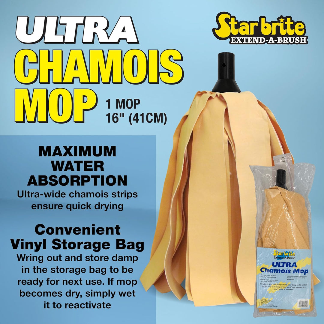 STAR BRITE Ultra Chamois Mop & Aufbewahrungstasche – Premium-Moppkopf lässt Sich an Allen Extend-A-B