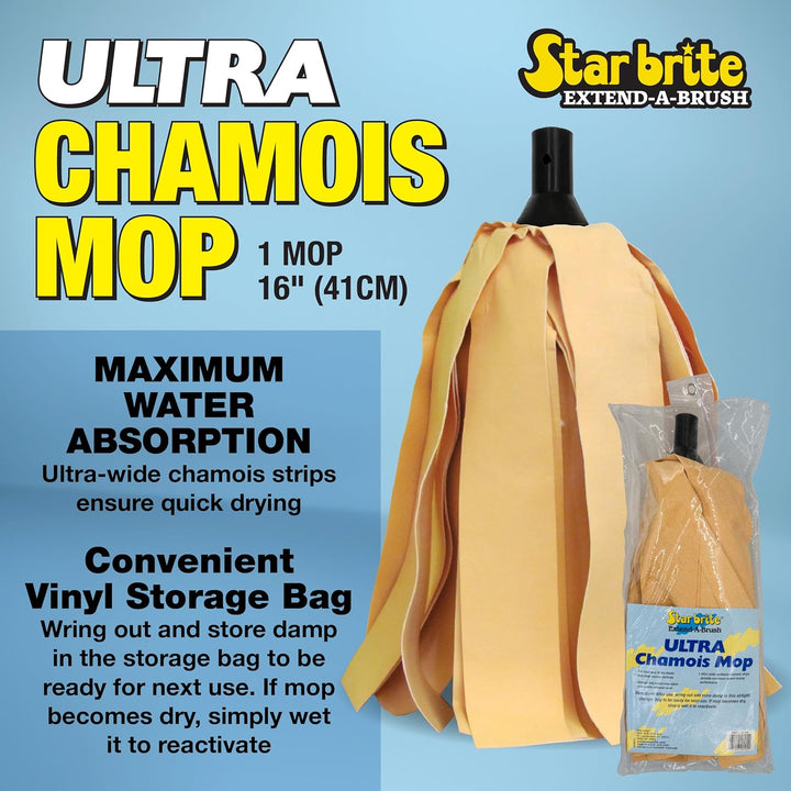 STAR BRITE Ultra Chamois Mop & Aufbewahrungstasche – Premium-Moppkopf lässt Sich an Allen Extend-A-B