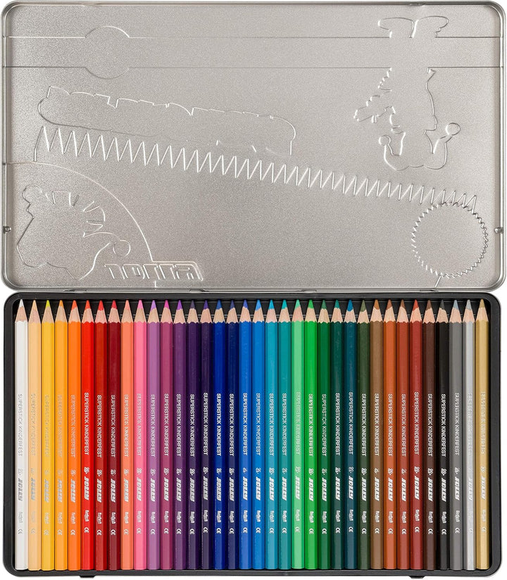 JOLLY Buntstift Superstick kinderfest CLASSIC, sort., 36er 3D-Metalletui Classic 36 Stück (1er Pack)