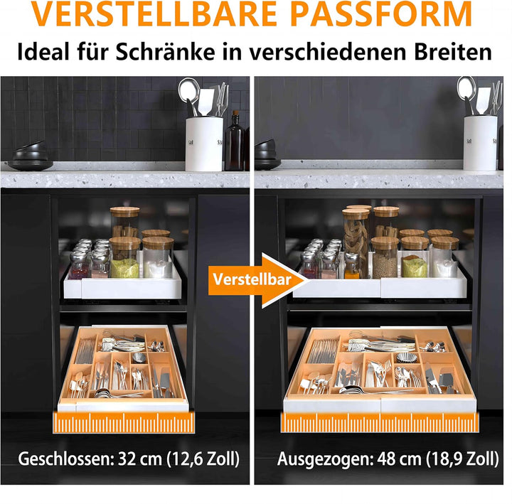 WISD Teleskopschublade - Ausziehbarer Schrank Organizer Mit 3 Schienen - Kein Bohren - Verstellbare