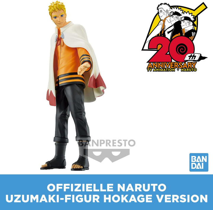 BANPRESTO Figur Statue Uzumaki Naruto Hokage 20th Anniversary BAN19134 - Höhe 16cm - Mehrfarbig