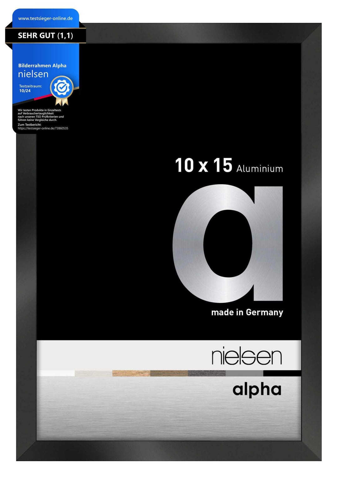 nielsen Aluminium Bilderrahmen Alpha, 10x15 cm, Eloxal Schwarz Glanz Eloxal Schwarz Glanz 10 x 15 cm
