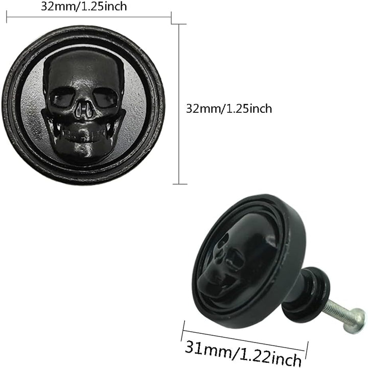 JfwuHap Vivicap Totenkopf-Knäufe, 6 kreative Totenkopf-Knöpfe, Schrankknauf, solide Metallbasis, Möb