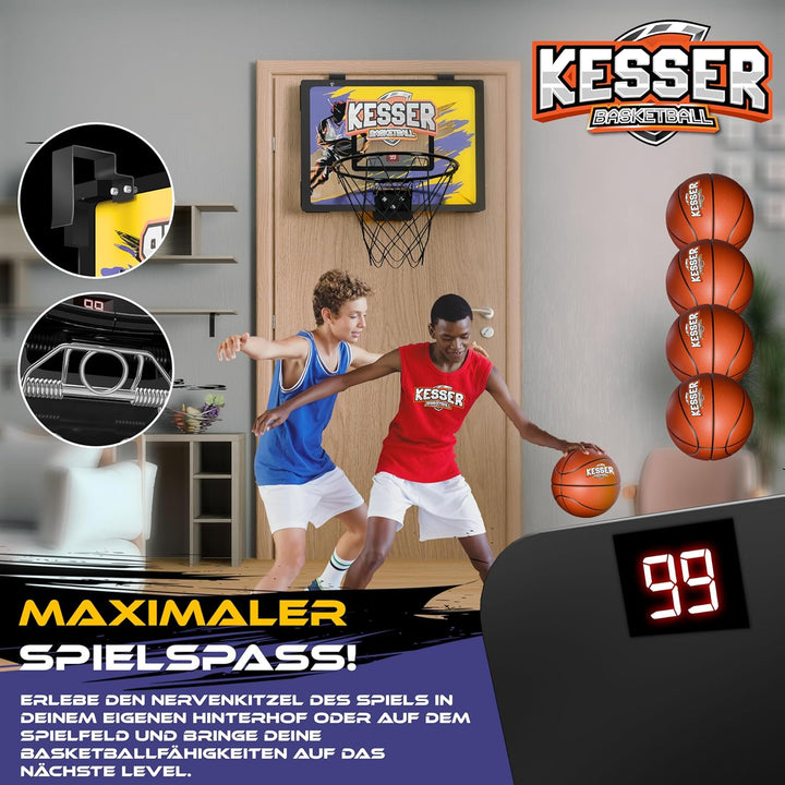 KESSER® Mini-Basketballkorb fürs Zimmer & Büro | Tür-Basketballkorb Indoor & Outdoor | Basketball-Bo