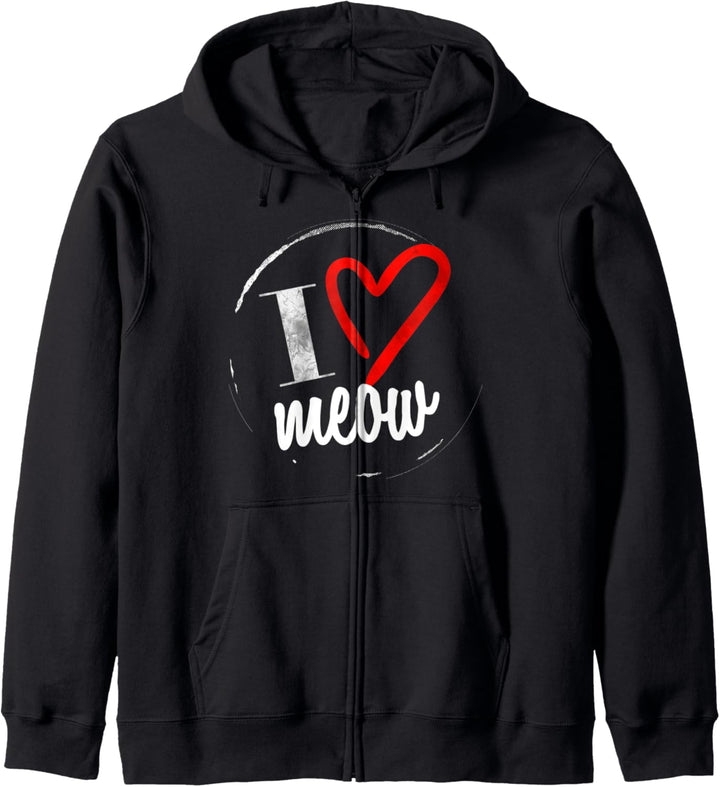 I love Meow - Ich Liebe Miau - Ich liebe Katzen -Süsses Motiv Kapuzenjacke