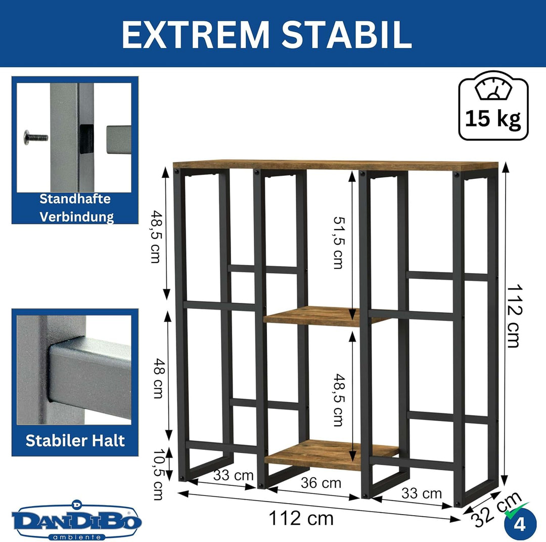 DanDiBo Getränkekistenregal 4 Kisten mit Ablage Holz Metall 96564 Getränkeregal Kistenregal Getränke