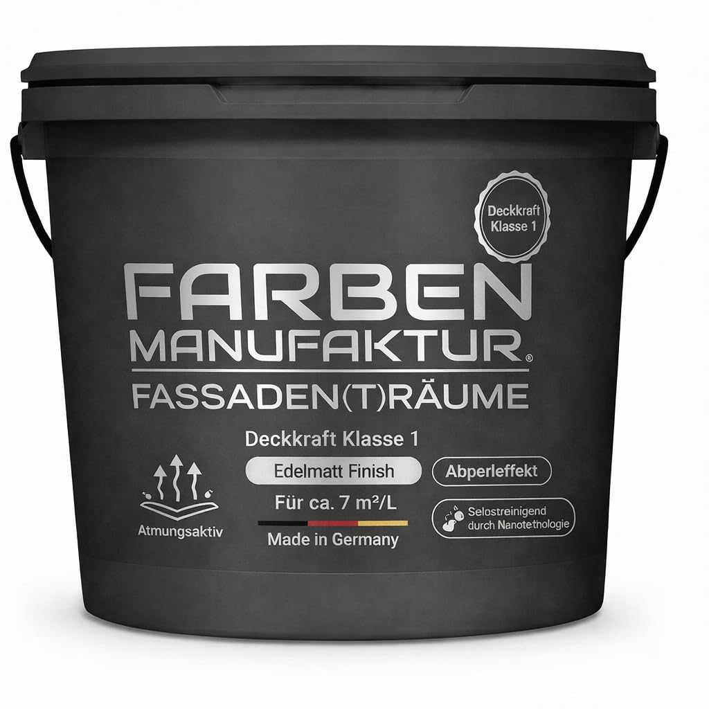 Farben Manufaktur Fassadenfarbe Hausfarbe Wandfarbe Sockelfarbe Acrylatfarbe lösemittelarm RAL 2L, F