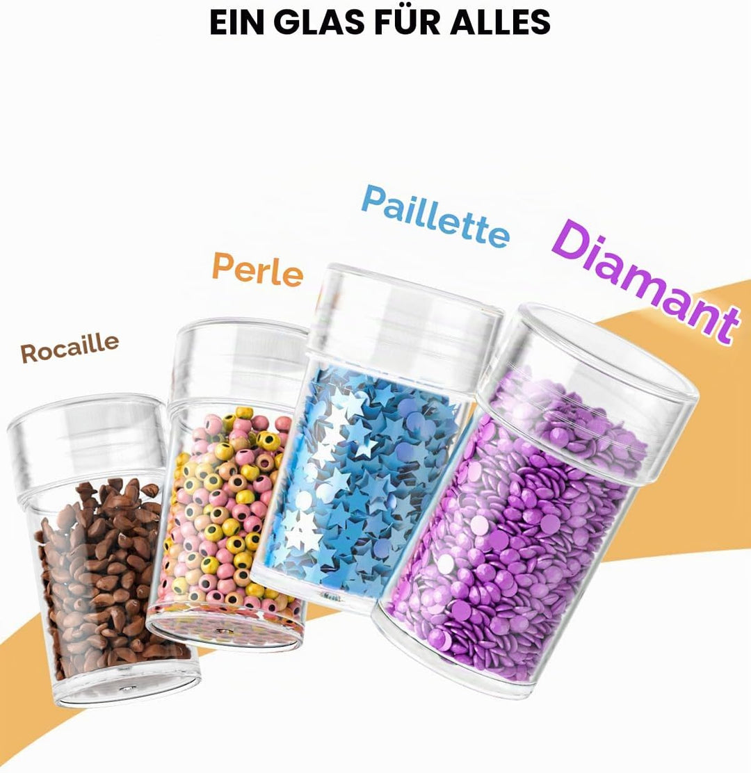 ARTDOT 4 Set Diamond Painting Aufbewahrungsbox, Stapelbare 128 Stück 5D Diamant Painting Zubehör mit