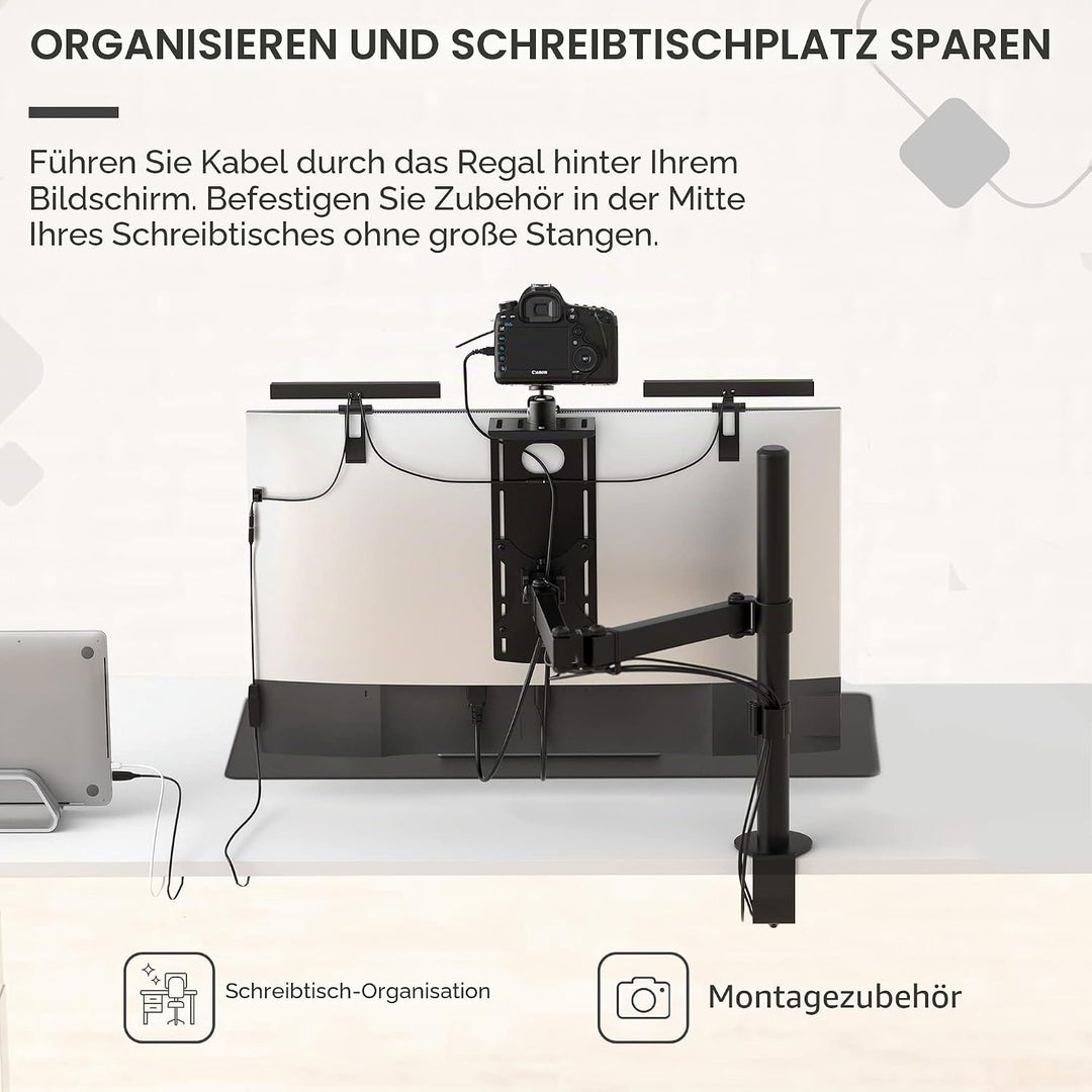 HumanCentric DSLR-Monitorhalterung, klein, Tischkamera-Montage, leichte Webcam, Mikrofon-Ablage für