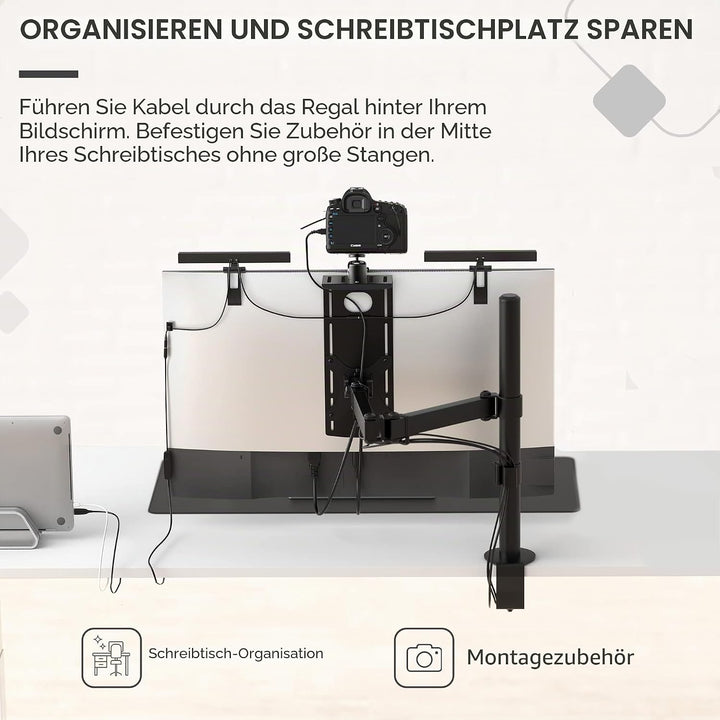HumanCentric DSLR-Monitorhalterung, klein, Tischkamera-Montage, leichte Webcam, Mikrofon-Ablage für