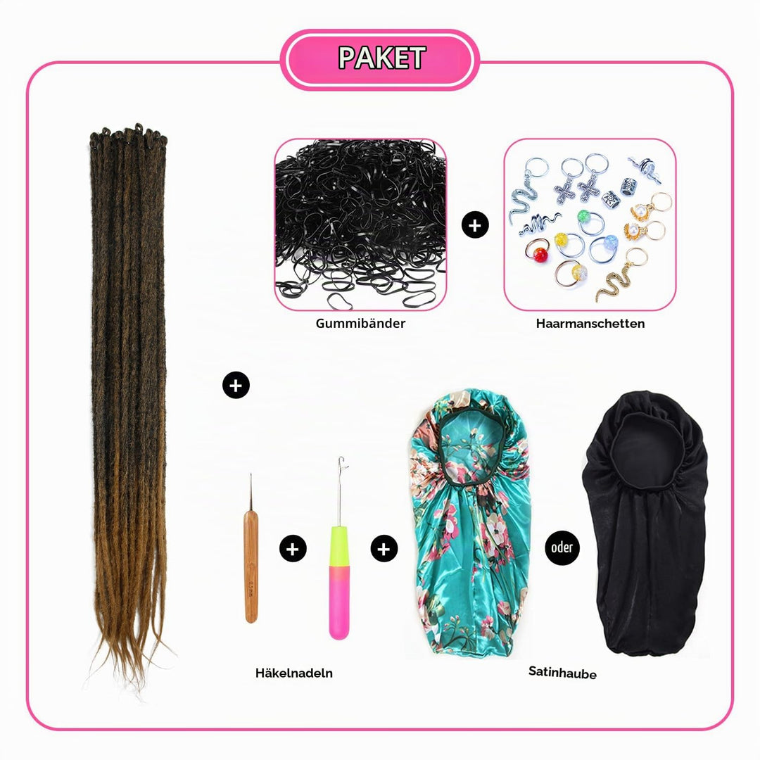 Dsoar Dünne 0,6cm Lange Synthetische Dreadlock Verlängerungen Handgefertigtes 24 Zoll 20 Strang Häke