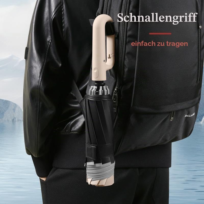 WULUN Automatischer Faltschirm, Reverse Faltschirm, Verstärkte 10-Rippen, Winddichter Regenschirm, M