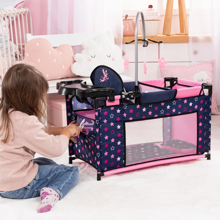 Bayer Design 62616AA Puppenbett mit Schrank, Sitz, Mobile, Ablage, Bettdecke, Kissen, Puppenzubehör