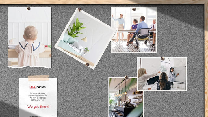 ALLboards Grau Pinnwand mit Holz Rahmen 90x60cm Korktafel Korkwand Pinnwand Kork Grau Oberfläche Kor