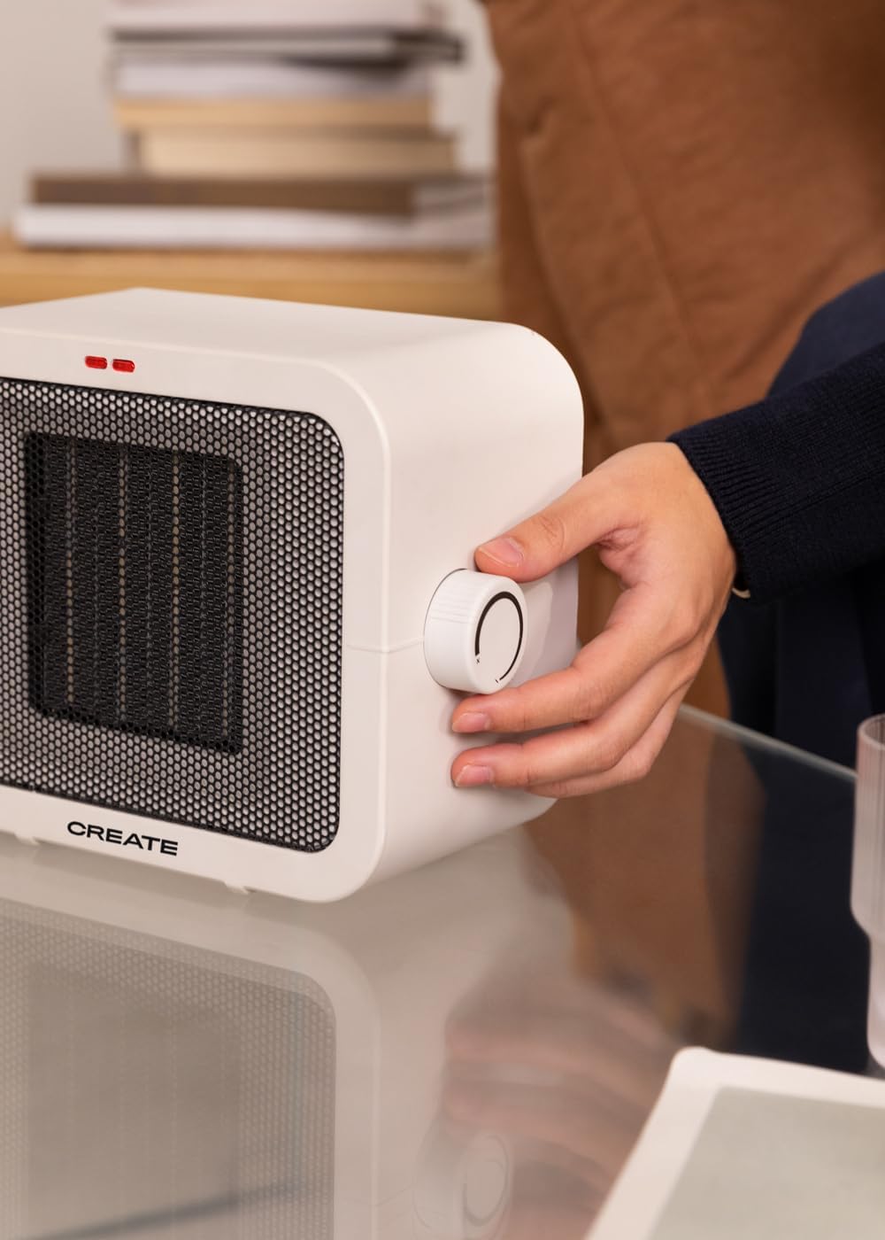 CREATE/WARM BOX/Keramik-Heizkörper Weiss/Tragbare, Thermostat, 2 Leistungen, PTC-Heizung, Überhitzun