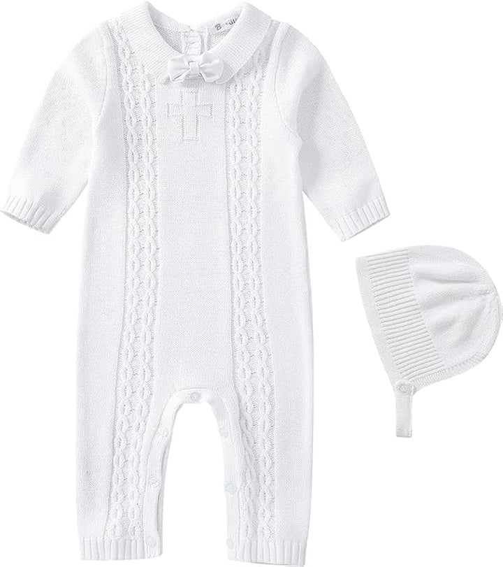 Booulfi Taufe Outfits für Jungen Baby Taufe Outfit Neugeborenes Srping Sommer gestrickt Pullover Str